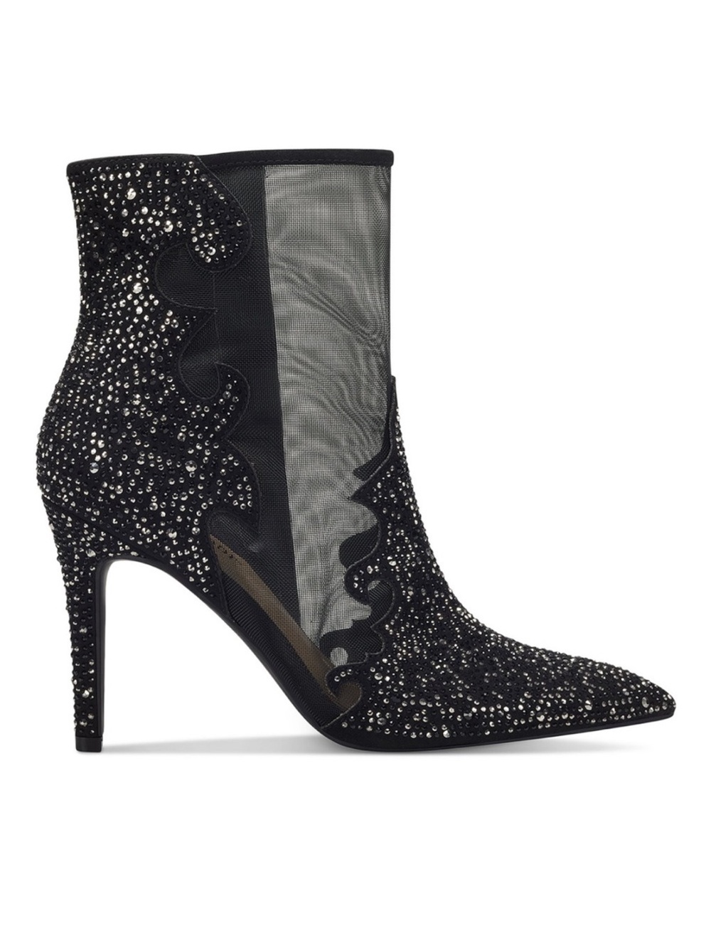 Thalia Sodi Black Crystal Mesh Stiletto Ankle Boots